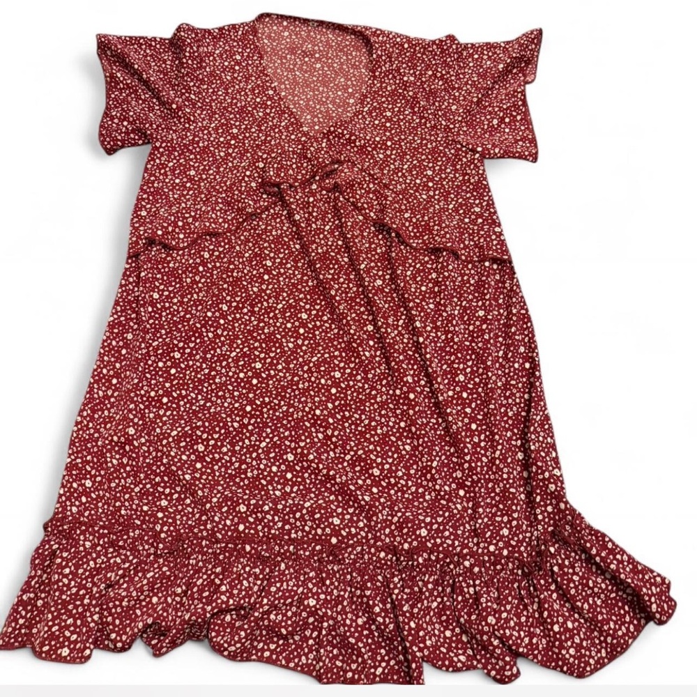 Red Floral Ruffle Dress - Picture 4 of 5